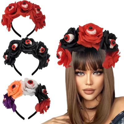Symulacja Halloween Rose Headband Ghost Festival Horror Red Blood Eyeball Headband Party Hair Accessories