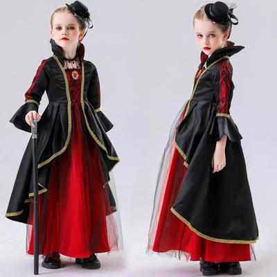 Cosplay Kızlar süslü elbise yaş 4-12 Yıl Vampir Cosplay Cadı Prenses Kostümü Cadılar Bayramı Çocuk Partisi Karnaval