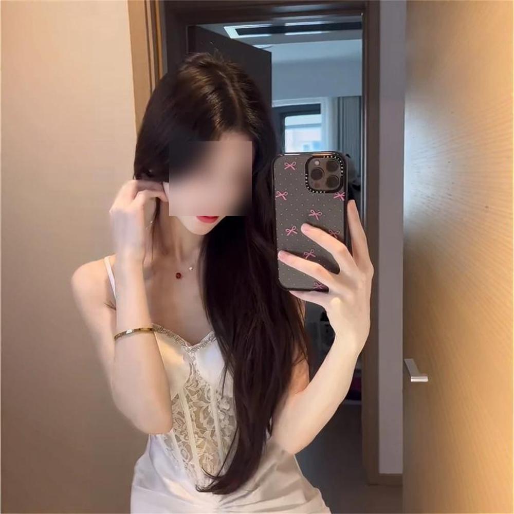 Promi Fischgräten-Spitzen-Trägerkleid Temperament leicht reifer Stil Sommer einfarbig Taille Abendkleid Kleid