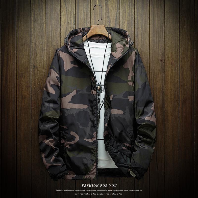 

Men s Korean Camouflage Winter Cotton Coat for Young High School Students M