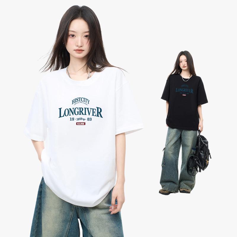 

Women s Casual American Retro Cotton Tee - Short Sleeve, Trendy & Loose Fit L (60-70 kg)