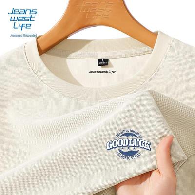 Jeanswest Life Men's Waffle Knit Crewneck Long-Sleeve T-Shirt