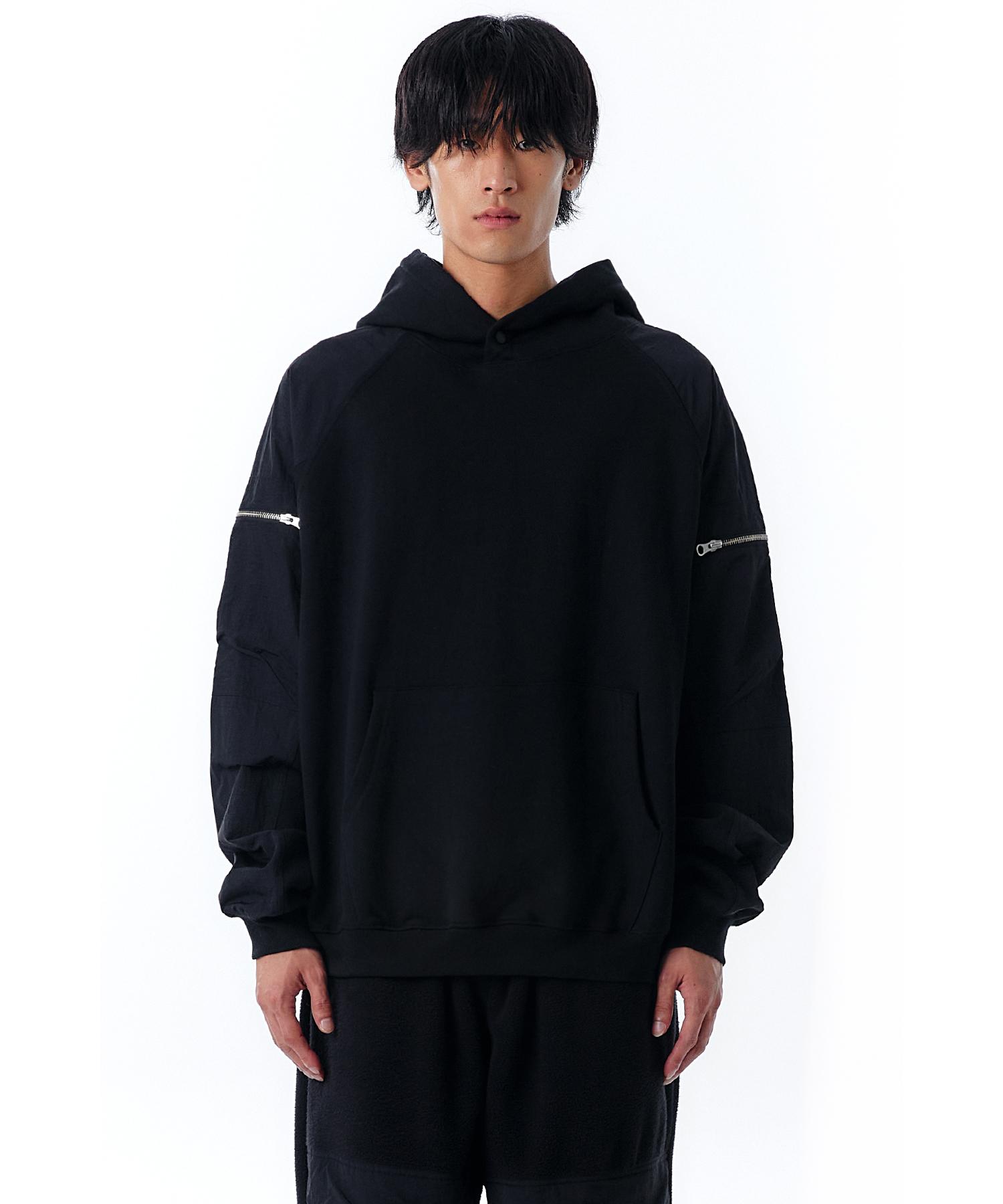 Oy Panel Contrast Pocket Hoodie-Black 1 Size