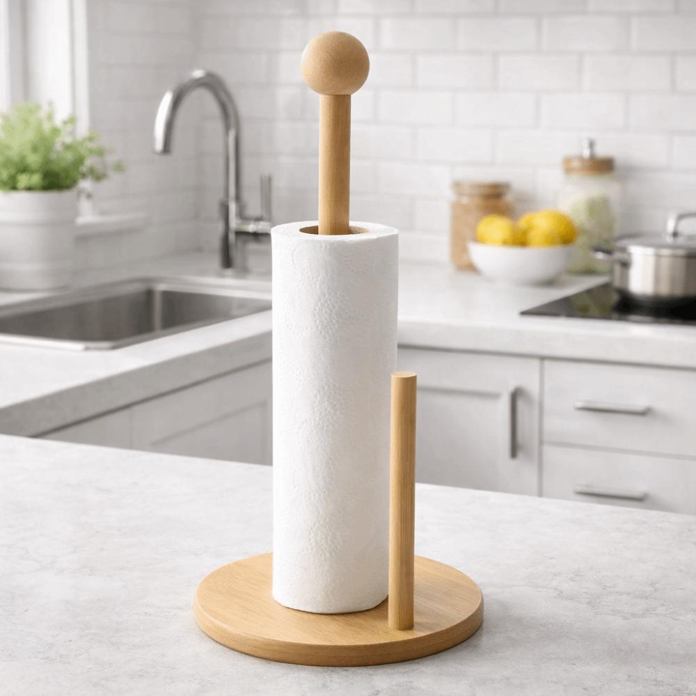 Minimalist Paper Towel Holder Bamboo Tissue Stand Multipurpose Vertical Paper Holder  Bathrooms
