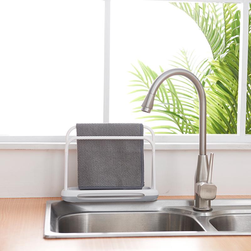 Double-Layer Kitchen Towel Rack with Drainage Trough and Diatom Mud