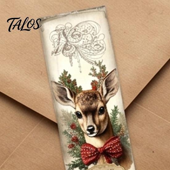 Festive Packaging Seals Christmas Coated Paper Sealing Sticker, Retro Hand-drawn Santa Claus Snowman Elk Holiday Party Table Decor Design, Decorative