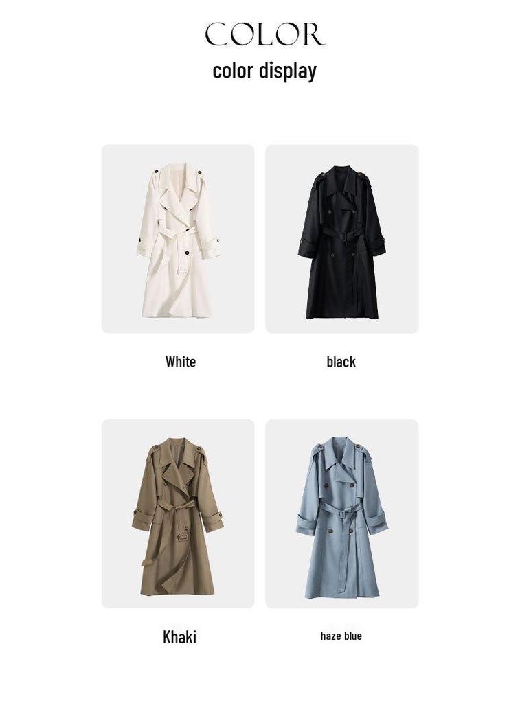 Rongtai Retro British Double-Breasted Tie-Waist Trench Coat for Women - 2025 Spring Collection