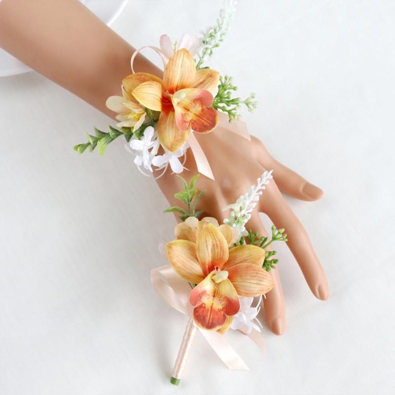 Artificial Silk Flower With Pin Clip Realistic Flower Decoration Set For Elegant Wedding Corsage And Wrist Flower