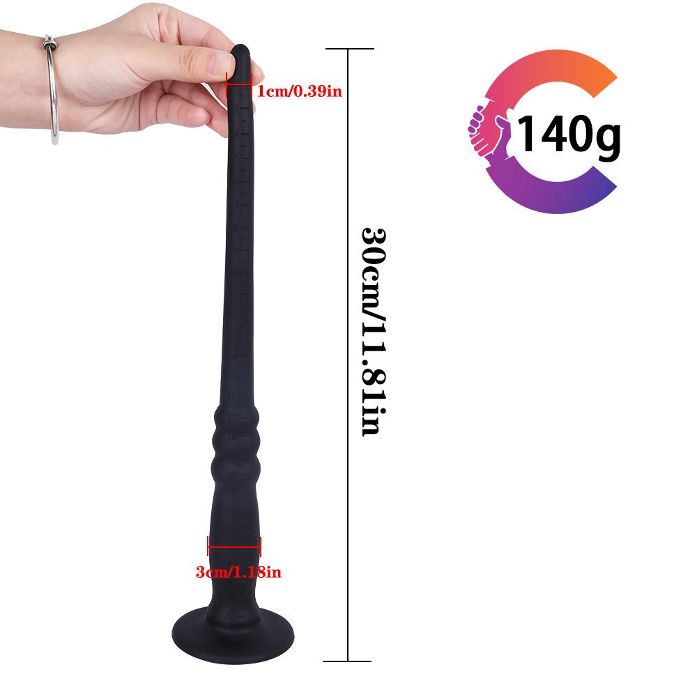 H49 Mutter und Kind Analplug Flüssigsilikon Weich SM Analplug Peitsche 30-60cm mit Abluftkanal zum Einführen des Analplugs Sorgenfrei