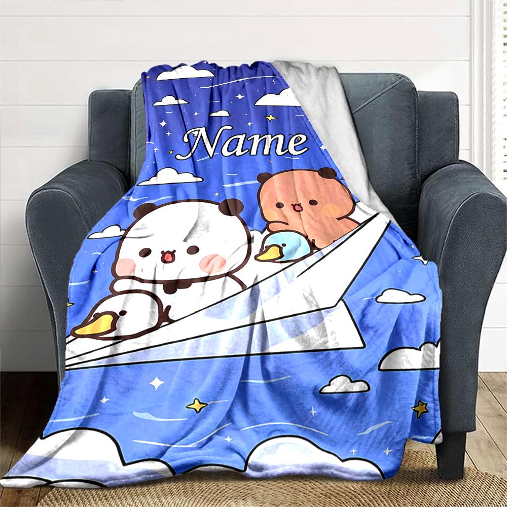 Personalisierter Name Persönlichkeit Bubu Dudu (4) Decke Weich & Warm Sofa Büro Bett Reise Mittagspause Decke, Geschenk Geeignet für Alle Jahreszeiten