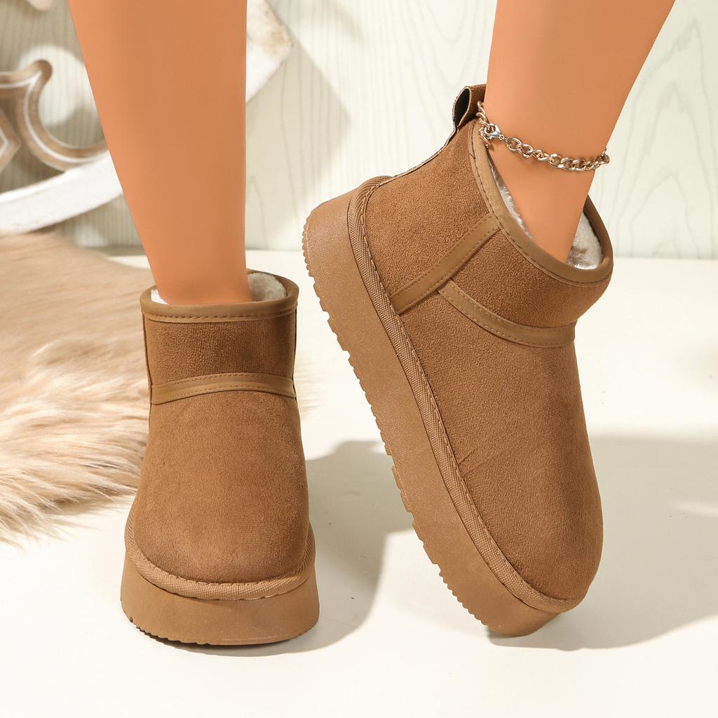 Fashion Thick Plush Platform Snow Boots Women Winter Keep Warm Cotton Shoes Suede Cpomfortable  Ankle Botas Padded Shoes for Women