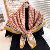 Rose Silk Scarf Women's Twill Silk Large Square Scarf Versatile Decorative Shawl Autumn and Winter Scarf Color Matching Fashion Yarn Sun Protection