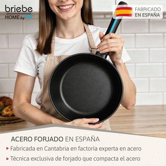 MARE Poêle Induction en Acier Forgé 28 cm, Antiadhésif sans PFOA, Tous Feux Briebe Mare Bleu