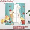2D flat printing 2pcs Curtains Cute dog chef strawberry ice cream Digital Printed Polyester Drapes Family Party Decoration Use