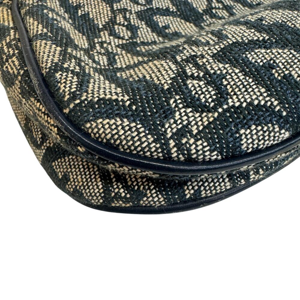 Dior Trotter Canvas Saddle Shoulder Bag Navy Canvas Used
