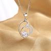 Sterling Heart Pendant Necklace With Sparkling Zircon Stones Elegant Chic Jewelry Women