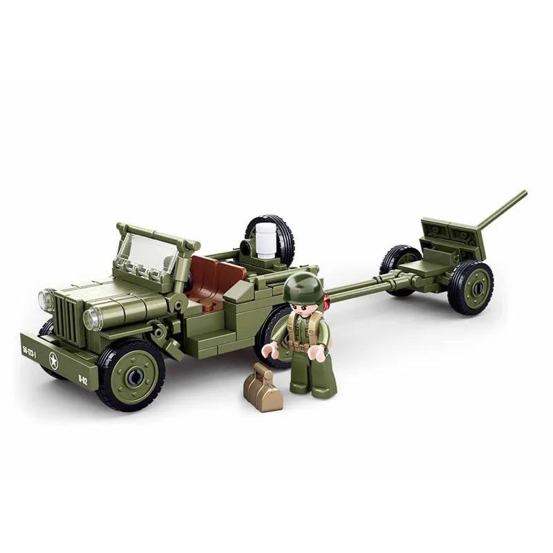 143Pcs Military Vehicle World War II Normandy Landing US Car Building Blocks Kits Army Car Classic Model Bricks Kids Toys