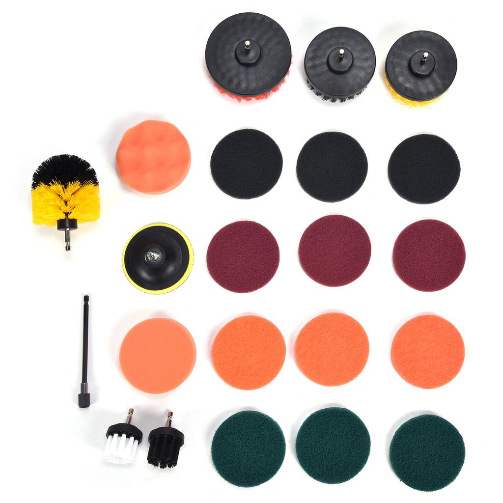 22 SZT. Nasadki do szczotek wiertarskich, pady szorujące, gąbka szorująca, szczotka do czyszczenia ścian, podłóg, usuwania kurzu