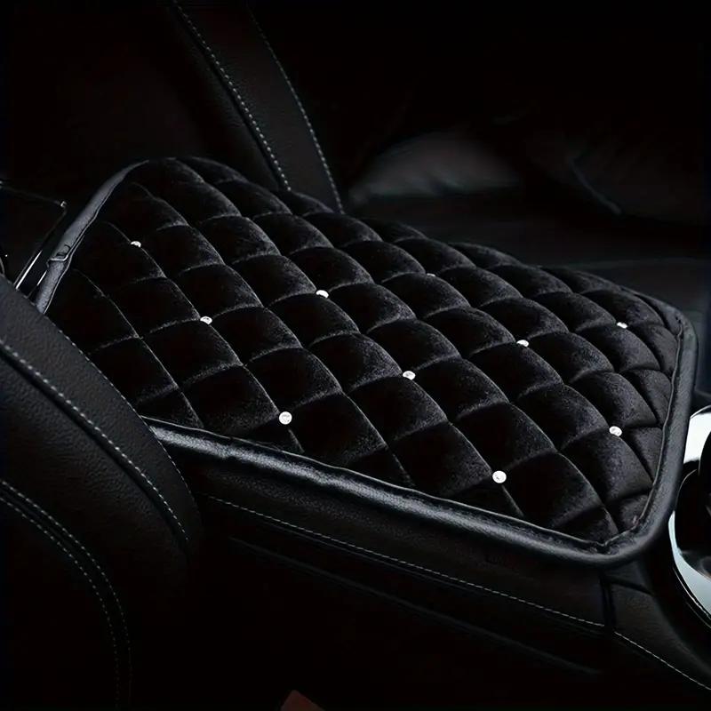 

Plush Crystal Car Armrest Mat Center Console Arm Rest Protection Cushion Rhomboid PU Leather Auto Armrests Storage Box Cover Pad чёрный