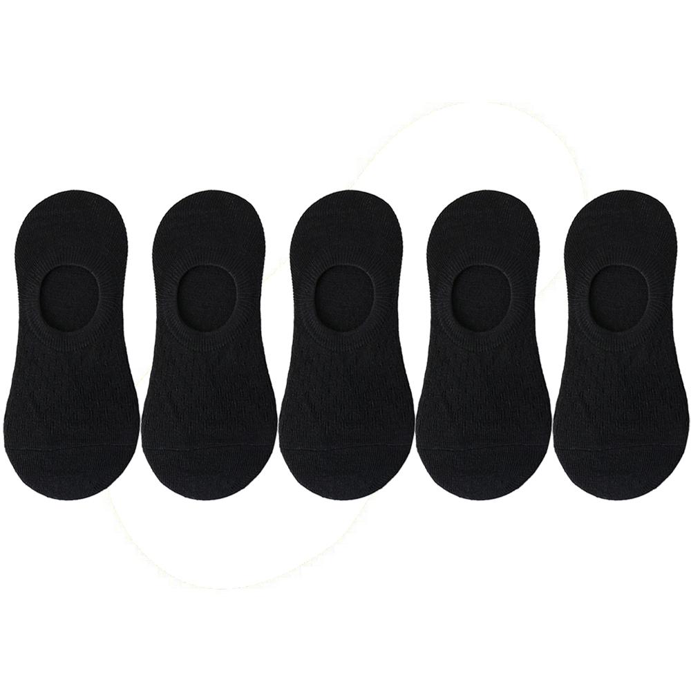 10 Pieces 5 Pairs Women Sock Slippers Set Solid Color Invisible Boat Socks Breathable Non-slip Silicone No Show Short Ankle Sock
