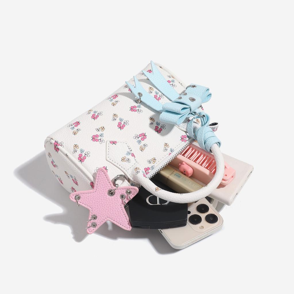 Female Celebrity's Sweet Bow Boston Bag Summer New Mini Handbag Shoulder Crossbody Bag Small Bag