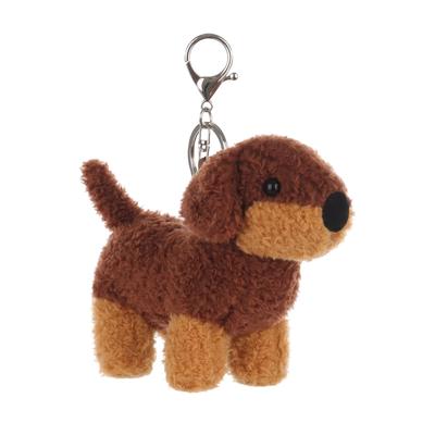Aprikosenfarbener Lammvelours Dackel Hund Niedlich Weich Schlüsselanhänger Plüschtier, Perfekt für Jungen und Mädchen, Passt an Kinderrucksäcke und Handtaschen, 14cm