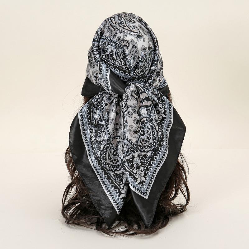 

Spring and Autumn Simulation Silk Scarf Women s * CM Cashew Print Square Scarf Satin Scarf Waist Scarf Shawl 90*90CM