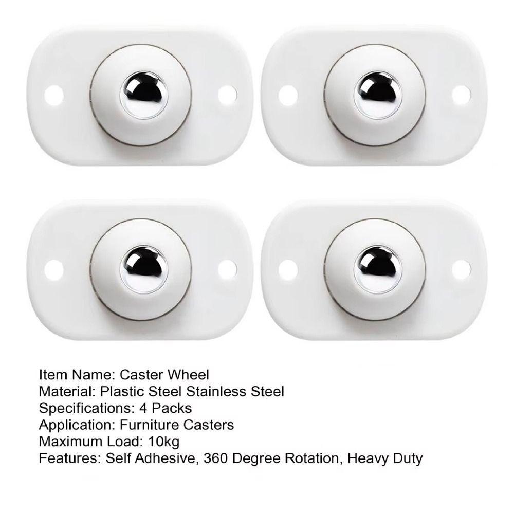 4Pcs/set Self Adhesive Caster Wheel Mini Mute 360 Swivel Furniture Casters Flower Pots Trash Can Home Office Rolling Pulley