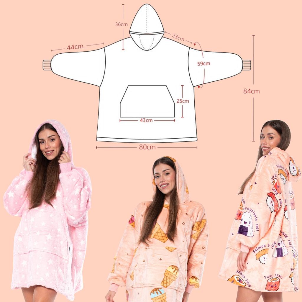 Bluza koc kocobluza 2w1 oversize xxl z kapturem gruba sherpa fioletowa