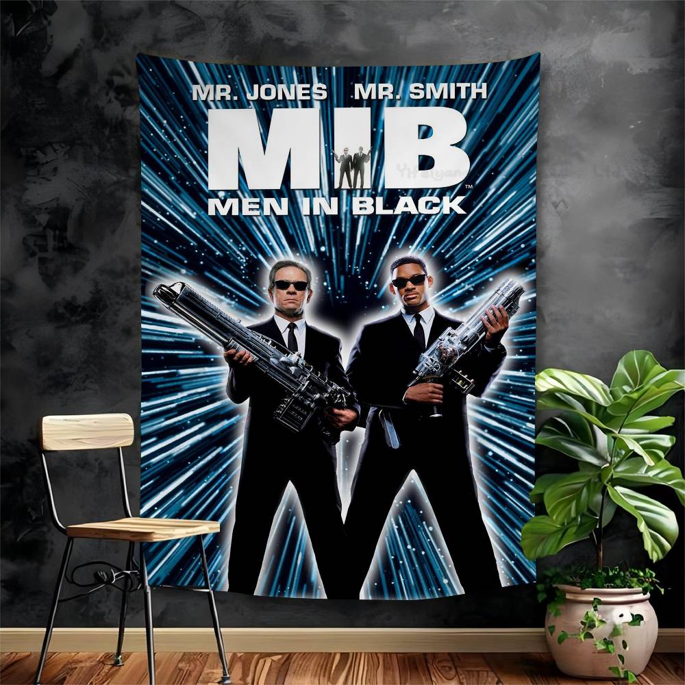 

Men In Black Anime Tapestry Hippie Flower Wall Carpets Dorm Decor Wall Hanging Home Decor 74x94cm(29x37in)