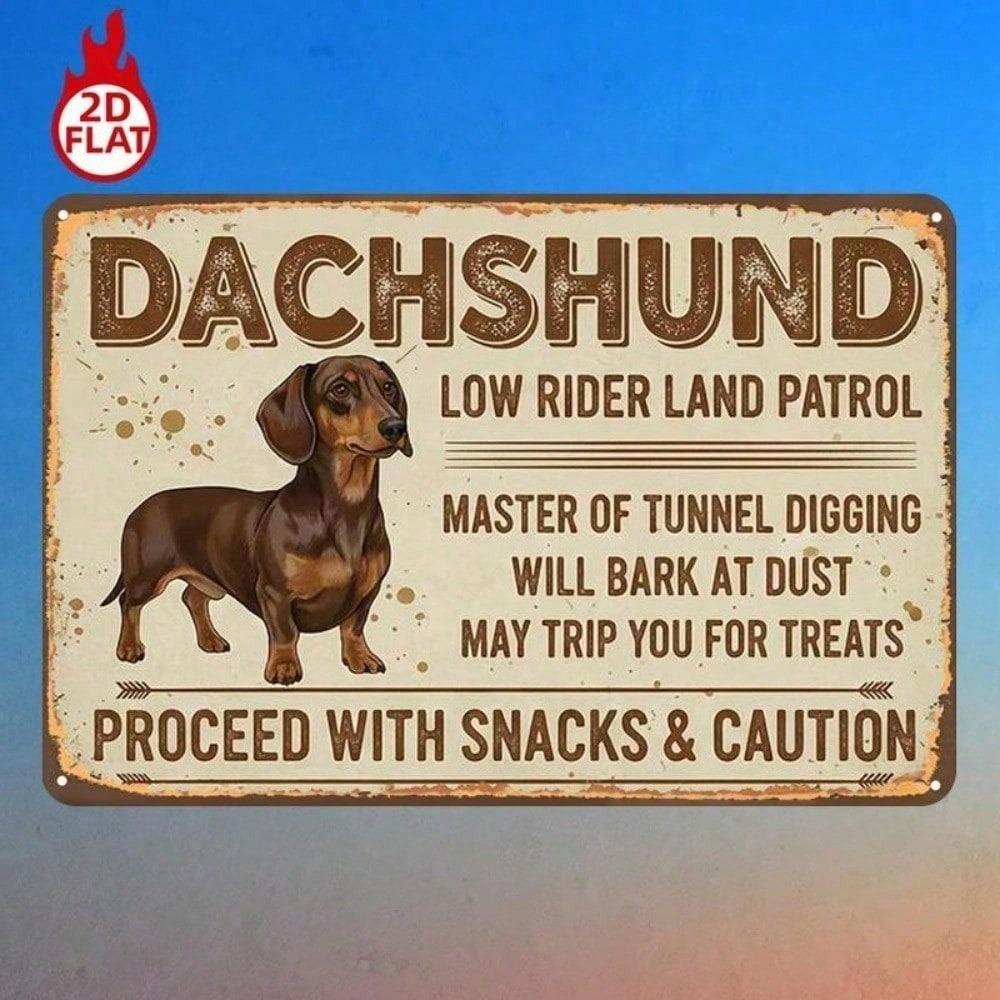 1pc 2D Dachshund Metal Sign, Funny Dog Iron Plaque, Cute Tunnel Digging Pet Wall Art, 8x12in Home Decor