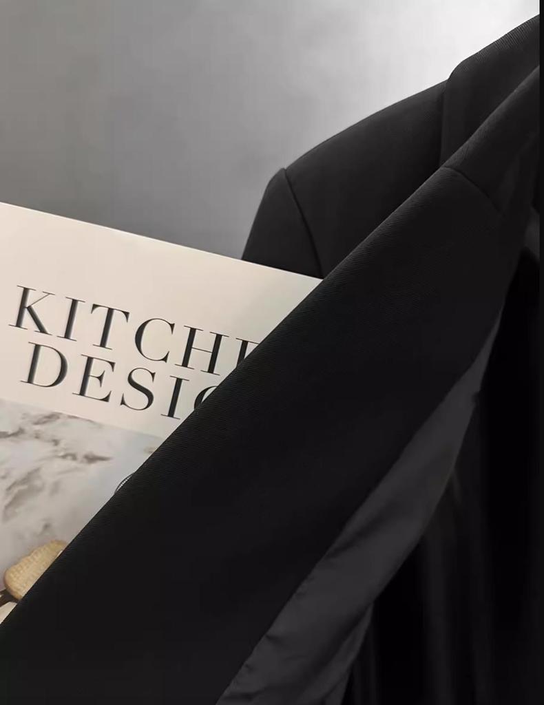 Women's Black High-End Minimalist Embroidered Blazer - 2025 Spring/Autumn Street Style Fashion