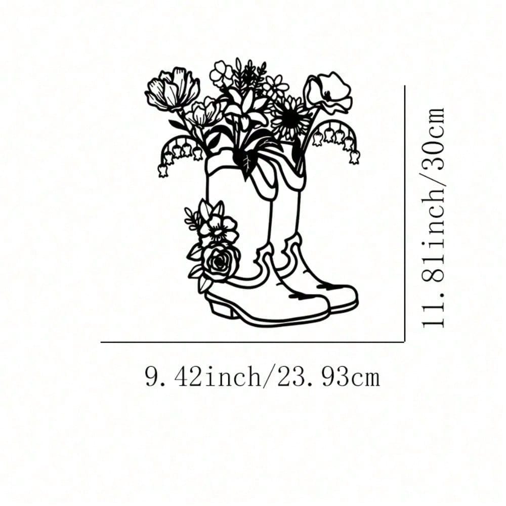 

Floral Pattern Metal Wall Art Cowboy Boot Home Decor Sign Gift різнокольоровий