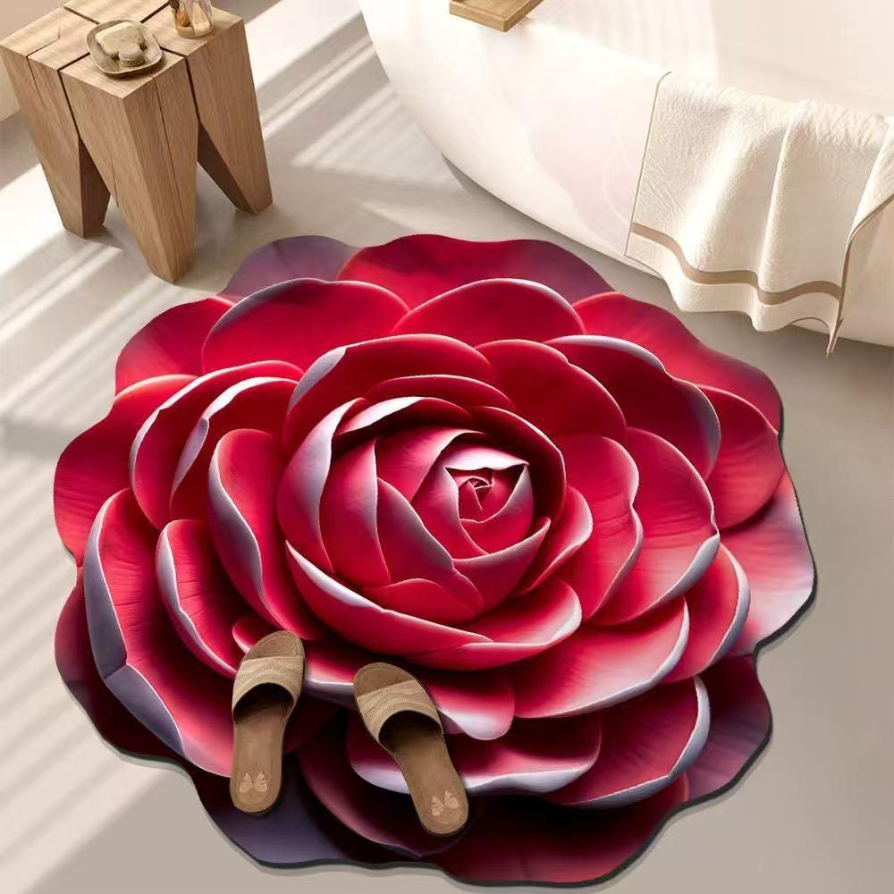 Soft Bathroom Floor Mat Peony Door Gasket New Coral Carpet  Living Room Tea Table Bedside