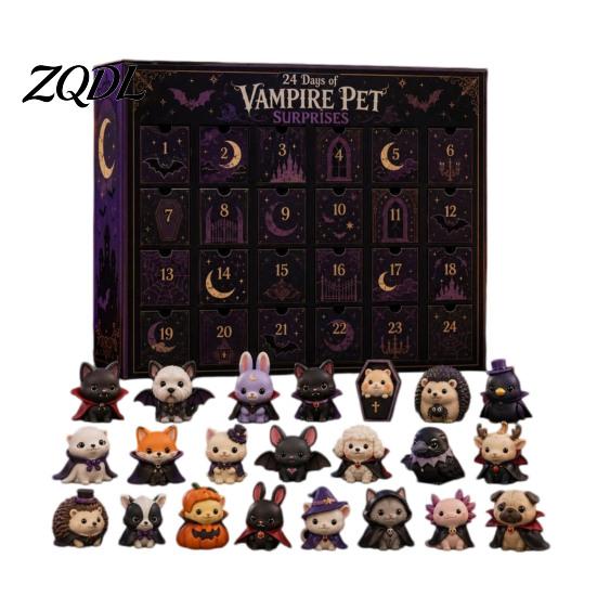 Halloween Countdown Ritual Adventskalender 2026, 24 Tage mit Mini-Figuren, Überraschungs-Sammler-Feen-Spielzeug-Set für Kinder Erwachsene, Partygeschenke Tischdekoration