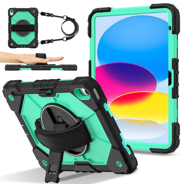 

360 Rotatable Case Universal For iPad 2025 (A16) 11inch 11th 10.9 2022 10th Gen 3-Layers Hybrid Cover With Hand Shoulder Strap iPad 2025 (A16)-11th