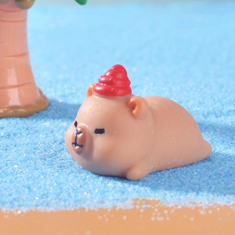 Mini Capybara Figurines Decors Waterproof Toy Playsets Miniature Doll Garden Figurines Cake Toppers Parties Favor
