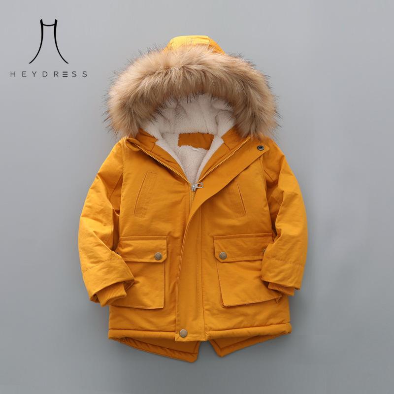 Children Wear Velvet Thickened Cotton Coat Winter New Fashion Hooded Coat Children Cotton Coat