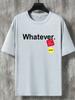Unisexs Simple Letter T Shirt Whatever Slogan Color Sticker Graphic Print Short Sleeve Crew Neck Casual Cotton Male Daily Tee