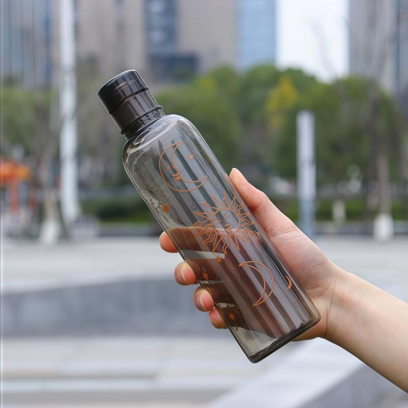 480ML New Simple Print Water Bottle Sports Water Cup Large Capacity Portable Plastic Cups Kids School Water Cup Motivational Cup