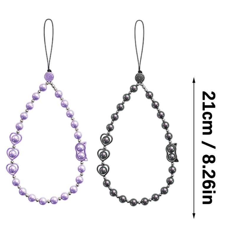 Stylish Beaded Phone Wrist Strap Adjustable Lanyard Strong ABS Rope & Pearls Design Mobile Phone Lanyard For Smartphones