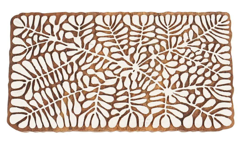 IBA Indianbeautifulart Textile Printing Block Tropical Leaf Fern  Hand Carved Wooden Stamp