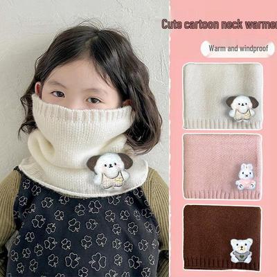 Sciarpa lavorata a maglia per bambini con cartoni animati - Scaldacollo caldo per autunno e inverno per ragazzi e ragazze, Protezione dal freddo in lana
