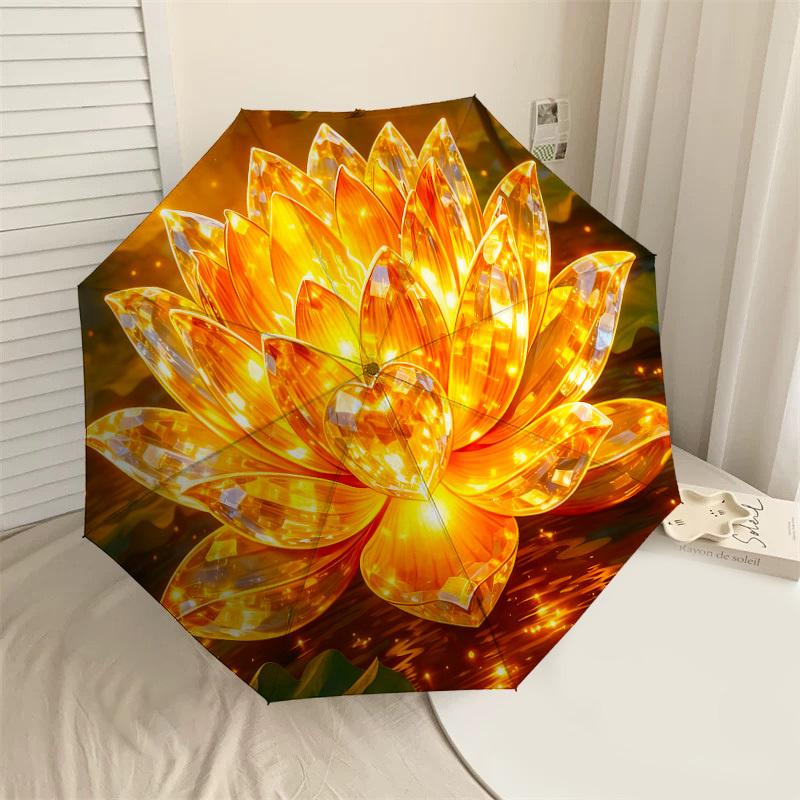

1PC Golden Lotus Umbrella-9-Rib Reinforced, Automatic Open, Lightweight & Durable, Cute Fashion Accessory for Outdoor-P0786