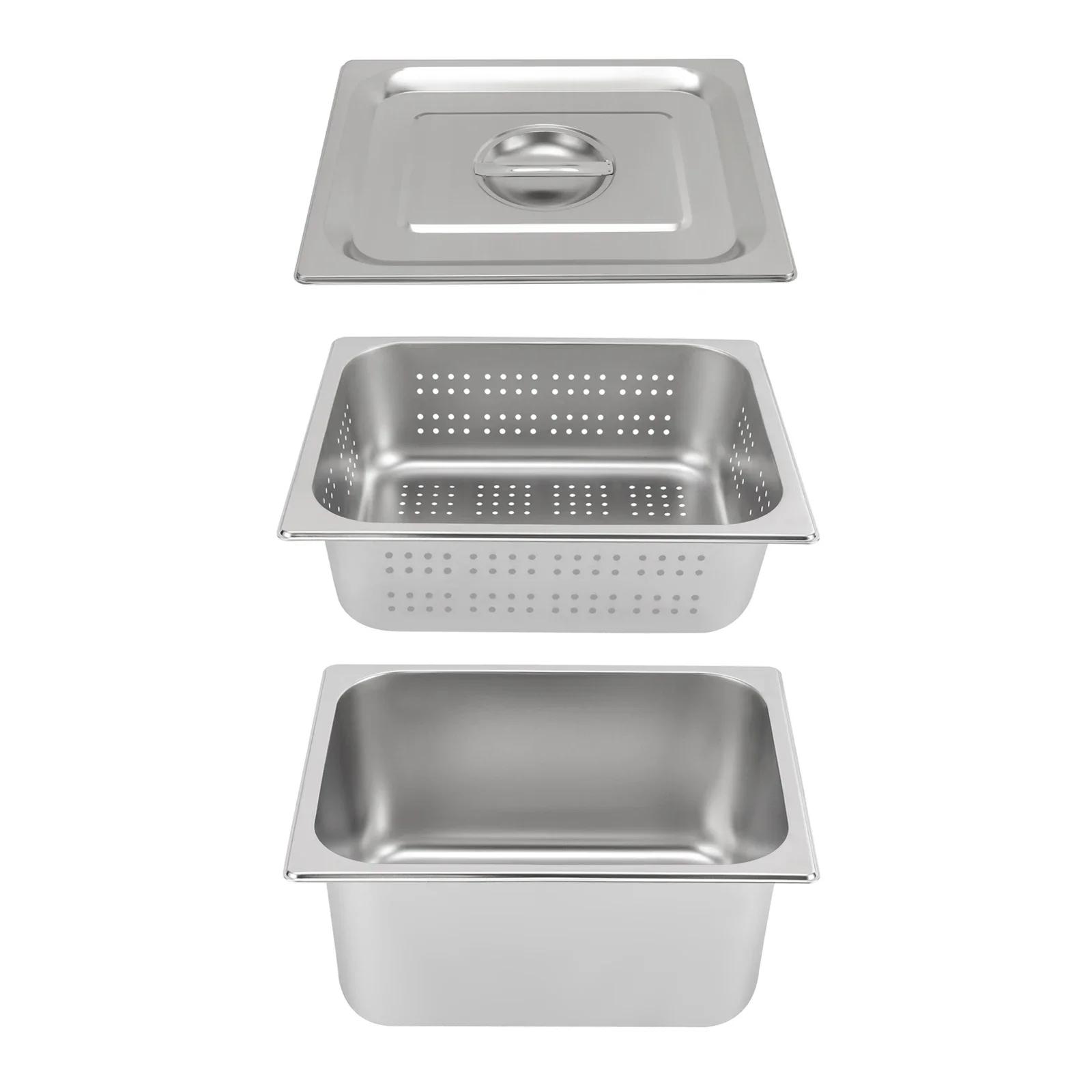 

1/2 Size Stainless Steel Hotel Pan Set 3-Piece Perforated Steam Pan with Lid 4 Inch & 6 Inch for Food Warming Storage United States