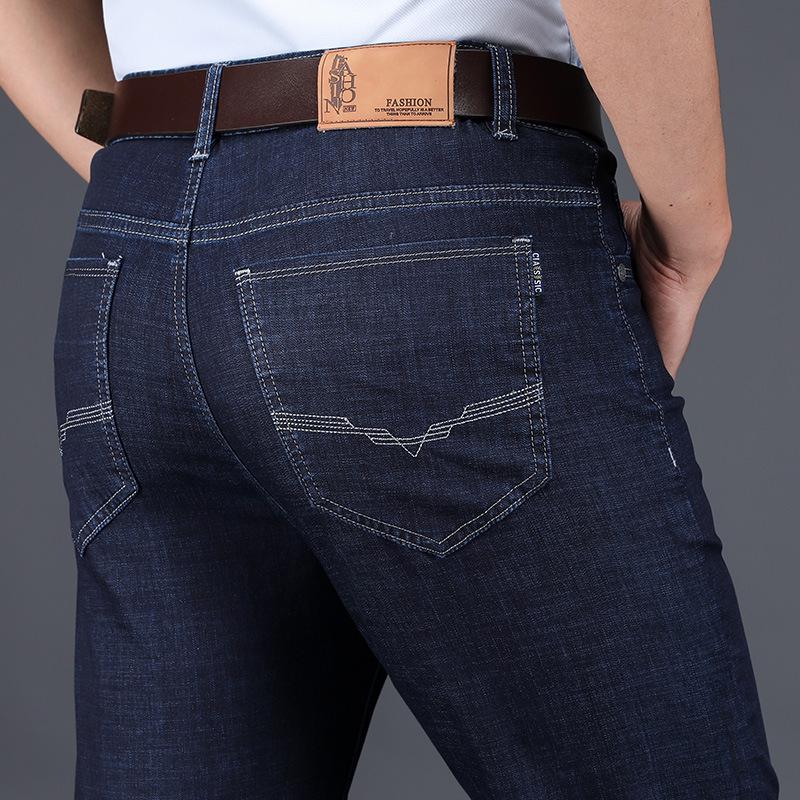Spring and Summer Jeans Business High Waist Straight Large Size Men's Jeans Stretch Slim