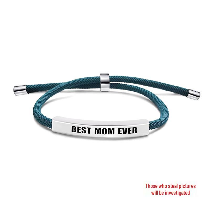 Multi-color Woven Rope Bracelet with Engraved Stainless Steel for Mother's Day or Christmas Gift