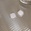 High-End S925 Silver Square Resin Stud Earrings - Trendy Niche Design 2023