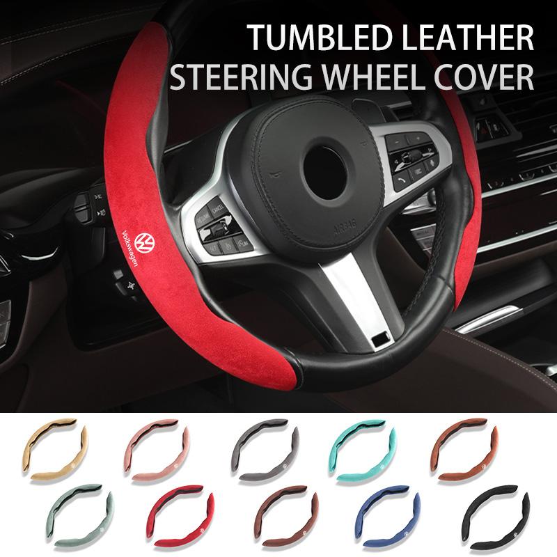 Leather Car Steering-wheel Cover Anti-slip Steer Wheel Cushion For Volkswagen VW Scirocco Passat Polo B5 B6 B7 CC Tiguan Sharan QS0