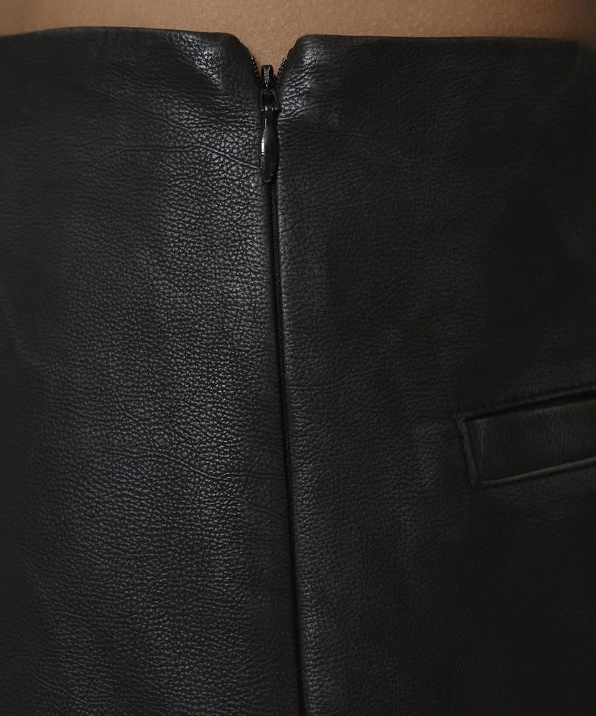 Er Er Vintage Wash Leather Long Skirt Black
